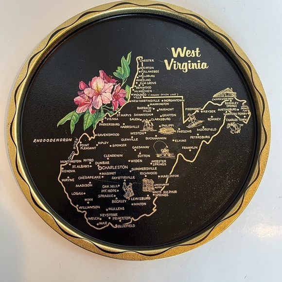 Vintage Kitschy Souvenir Metal Tray State of West Virginia - Picture 10 of 10